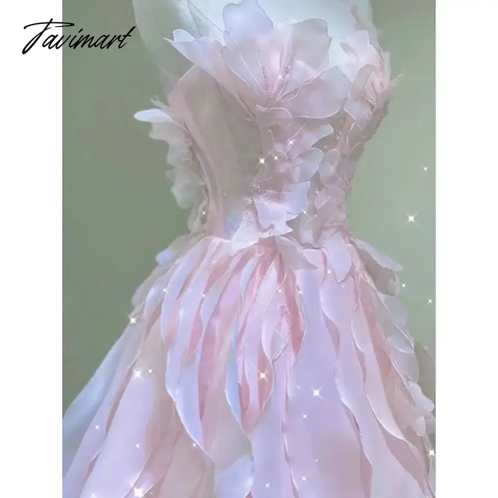 Pink Princess Evening Dress Women 2024 New Banquet Style Host Dresses Light Luxury Art Exam Regular Wear Chic Vestido