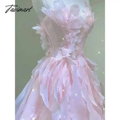 Pink Princess Evening Dress Women 2024 New Banquet Style Host Dresses Light Luxury Art Exam Regular Wear Chic Vestido