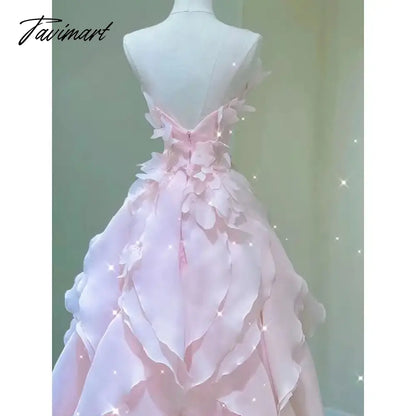 Pink Princess Evening Dress Women 2024 New Banquet Style Host Dresses Light Luxury Art Exam Regular Wear Chic Vestido