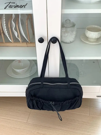 Pleated High-end Superlatives Square Underarm Bags for Women Designer Nylon Ruched String Casual Unique Versatile Hand Bags