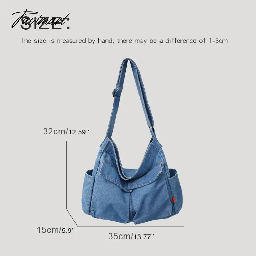 Preppy Style Casual Messenger Bags For Women Luxury Designer Handbag And Purse New In Denim Multiple Pockets Large Capacity