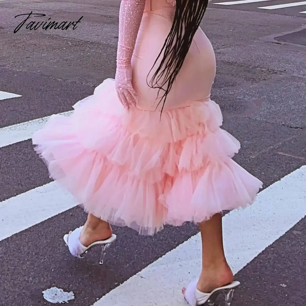 Pretty Peach Pink Fluffy Tulle Sequins Sweet Cake Dresses, Off The Shoulder, Slash Neck, Sweetheart, Sexy Gauze Dres