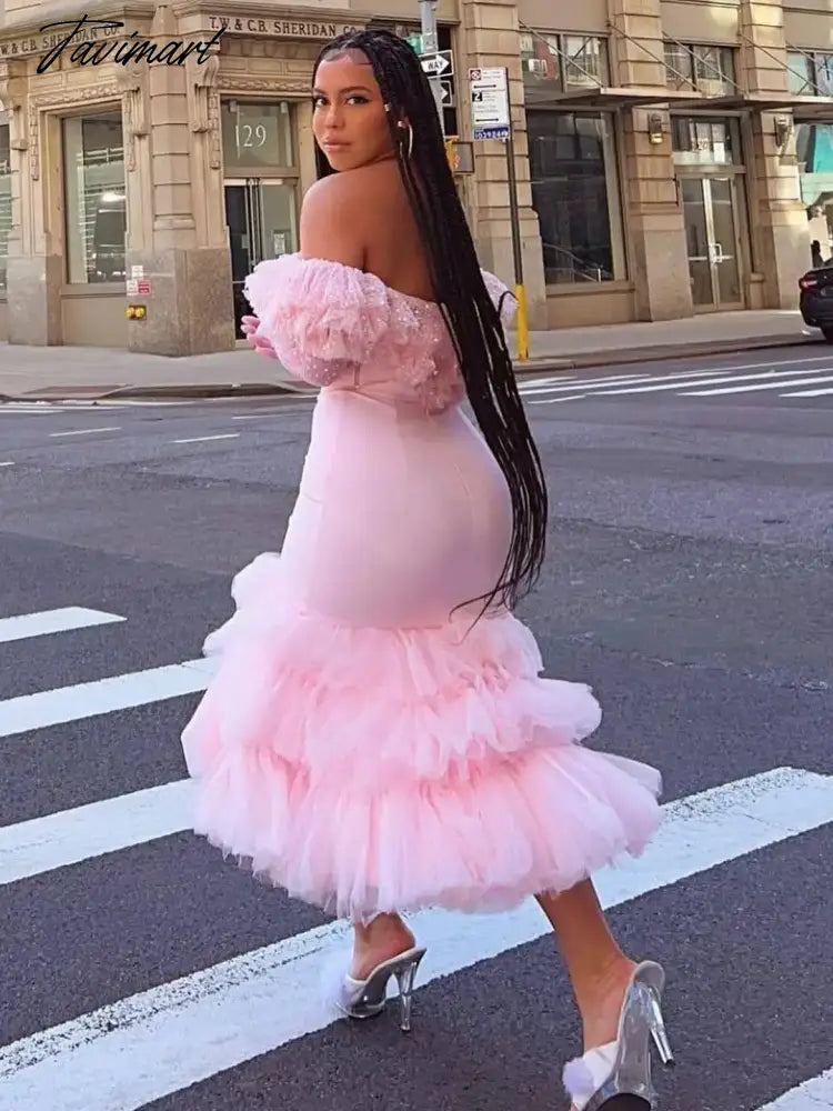 Pretty Peach Pink Fluffy Tulle Sequins Sweet Cake Dresses, Off The Shoulder, Slash Neck, Sweetheart, Sexy Gauze Dres