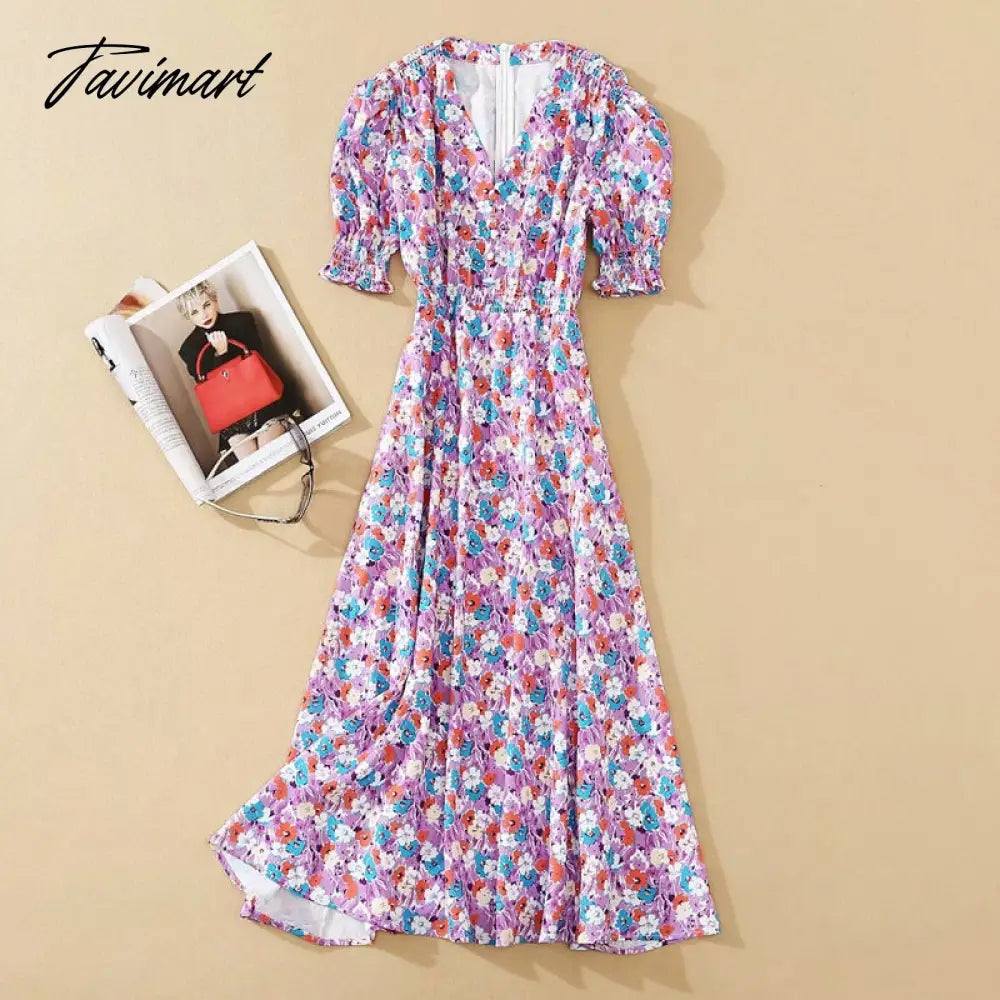 Princess High Quality Summer New Women'S Party Outing Elegant Chic Gentlewoman Elegant Casual Floral Casual Midi Dress