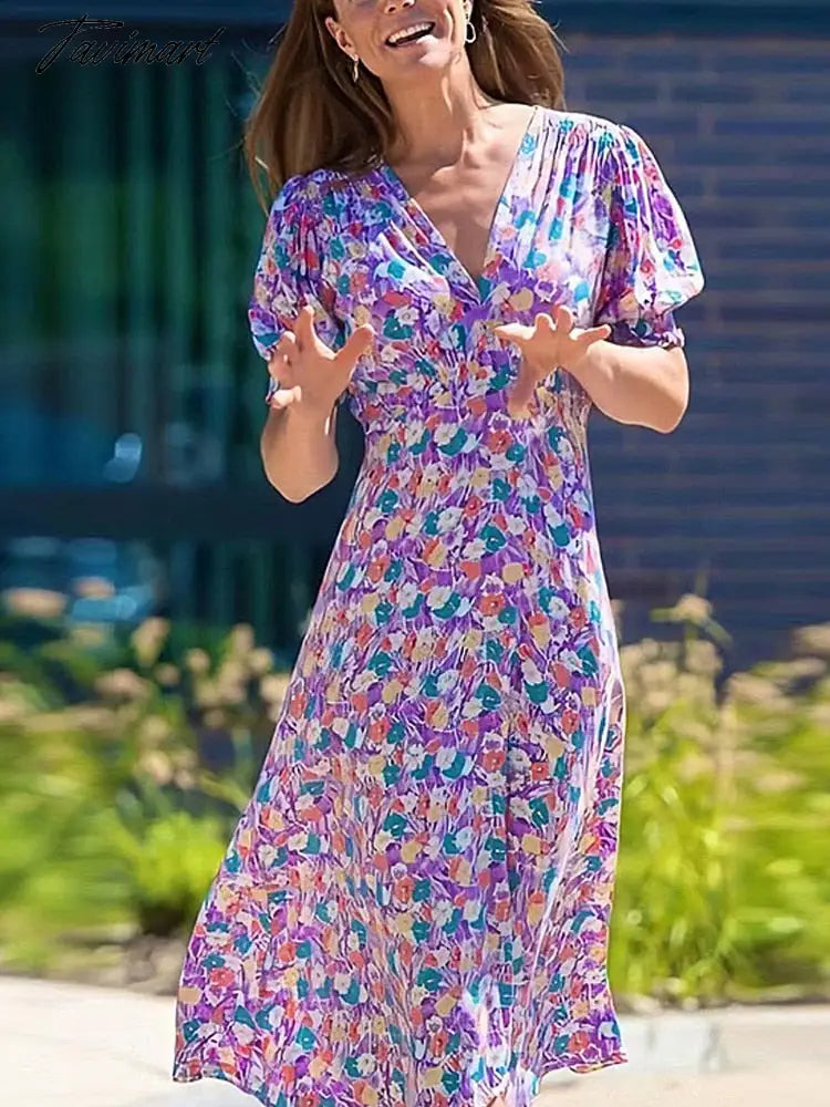 Princess High Quality Summer New Women'S Party Outing Elegant Chic Gentlewoman Elegant Casual Floral Casual Midi Dress