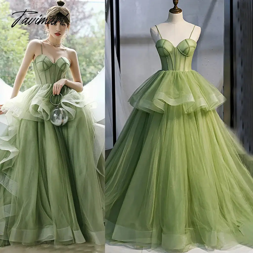 Princess Tiered Tulle Tutu Birthday Graduation Dress Custom Made Corset Spaghetti Straps Sweetheart Cascading Ruffled Prom Gowns