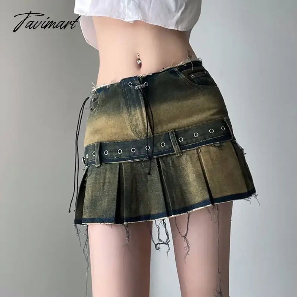 Punk Low Y2k Mini Pleated Skirt 2024 Autumn Hot Sexy Mini Dress Vintage Grunge 2000 Women's