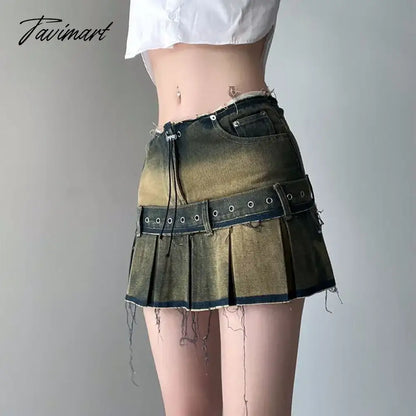 Punk Low Y2k Mini Pleated Skirt 2024 Autumn Hot Sexy Mini Dress Vintage Grunge 2000 Women's