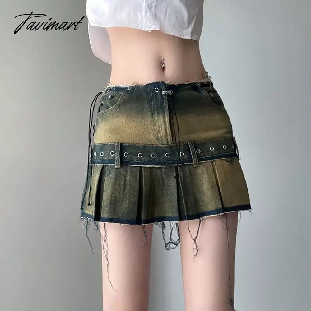 Punk Low Y2k Mini Pleated Skirt 2024 Autumn Hot Sexy Mini Dress Vintage Grunge 2000 Women's