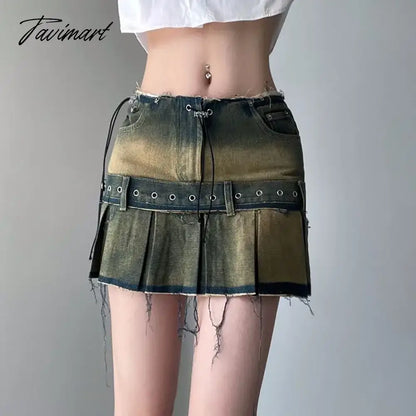 Punk Low Y2k Mini Pleated Skirt 2024 Autumn Hot Sexy Mini Dress Vintage Grunge 2000 Women's