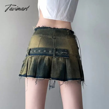 Punk Low Y2k Mini Pleated Skirt 2024 Autumn Hot Sexy Mini Dress Vintage Grunge 2000 Women's