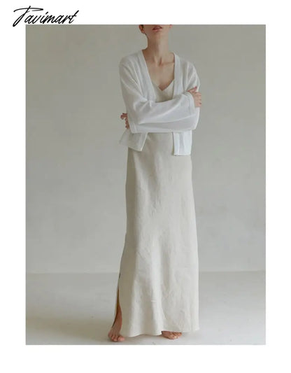 Retro 100% Linen Women Dresses Summer Sexy Spaghetti Strap Sleeveless Open Side Harajuku Long Maxi Party Club Dress