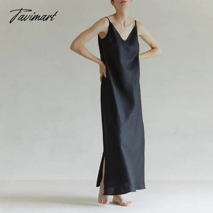 Retro 100% Linen Women Dresses Summer Sexy Spaghetti Strap Sleeveless Open Side Harajuku Long Maxi Party Club Dress