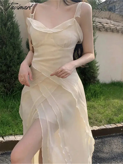 Robe Sling Party Ruffle Holiday Dresses Vintage Women Spaghetti Strap Beach Long Dress Summer Slit Evening Boho Vestidos