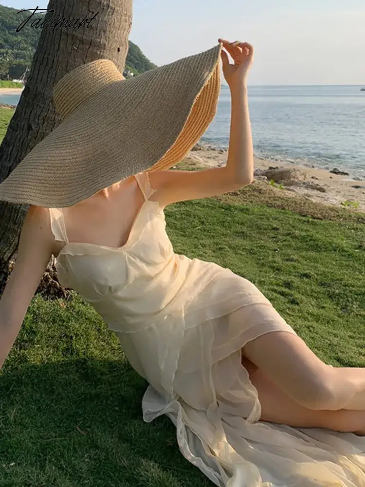 Robe Sling Party Ruffle Holiday Dresses Vintage Women Spaghetti Strap Beach Long Dress Summer Slit Evening Boho Vestidos