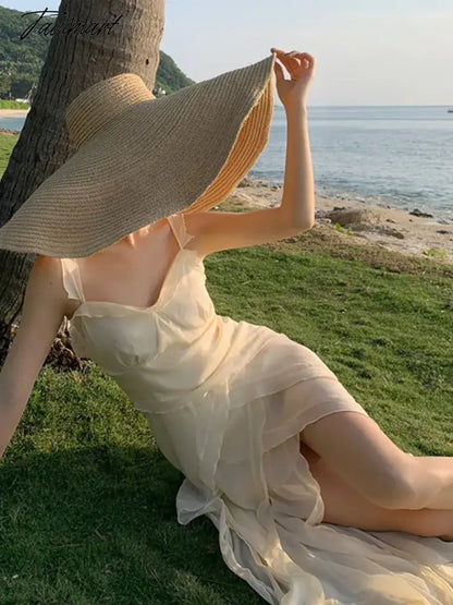 Robe Sling Party Ruffle Holiday Dresses Vintage Women Spaghetti Strap Beach Long Dress Summer Slit Evening Boho Vestidos
