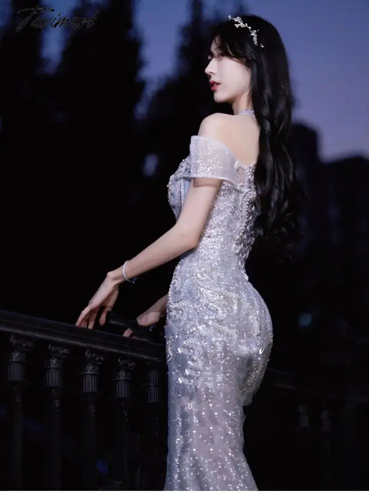 Senior Luxury Wedding Dress Off Shoulder Beading Embroidery Sequins Mermaid Applique Floor Length Bride Engagement Toast Gowns