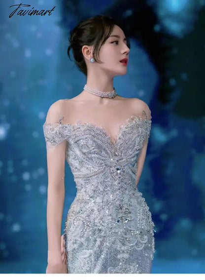 Senior Luxury Wedding Dress Off Shoulder Beading Embroidery Sequins Mermaid Applique Floor Length Bride Engagement Toast Gowns