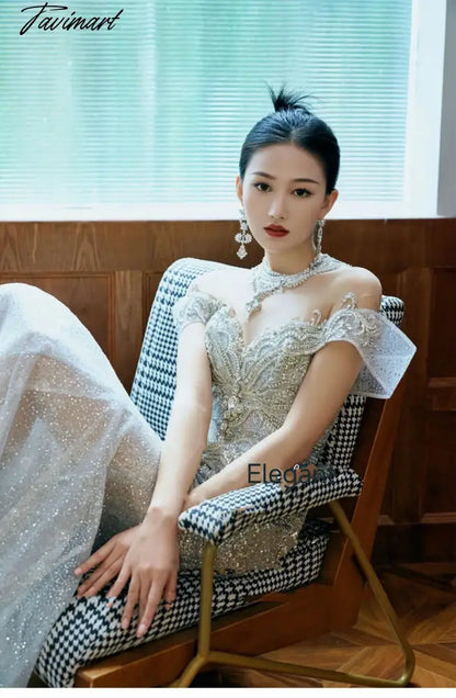 Senior Luxury Wedding Dress Off Shoulder Beading Embroidery Sequins Mermaid Applique Floor Length Bride Engagement Toast Gowns