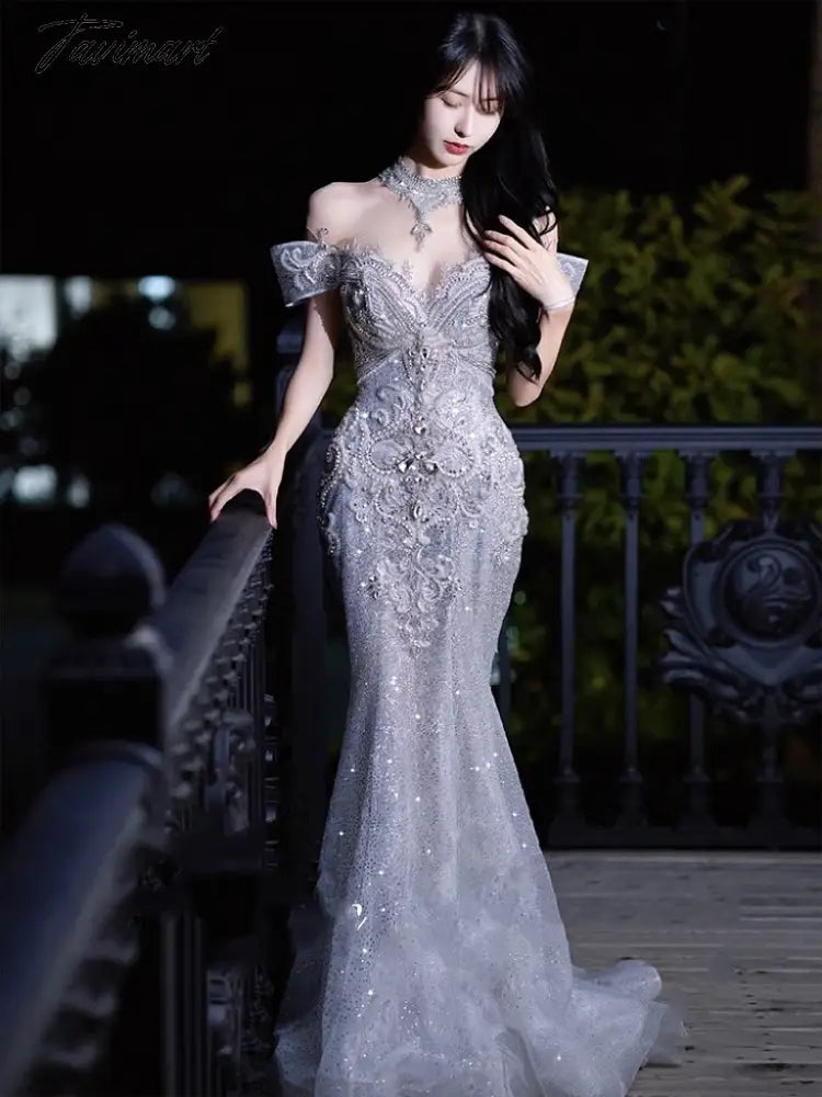Senior Luxury Wedding Dress Off Shoulder Beading Embroidery Sequins Mermaid Applique Floor Length Bride Engagement Toast Gowns