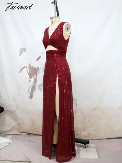 Sequin Evening Dress Suspenders Vestidos De Noche Classic Dresses V-Neck Chiffon Dress Sleeveless Fashion Evening Party Dress