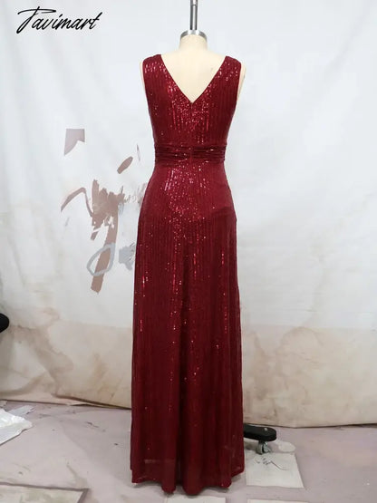 Sequin Evening Dress Suspenders Vestidos De Noche Classic Dresses V-Neck Chiffon Dress Sleeveless Fashion Evening Party Dress
