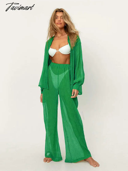 Sexy 2 pcs Solid Color Tops Pants Suit Casual Autumn Clothes Woman Long Sleeves Top Bottoms Full Length Pants Beach Wear A1780