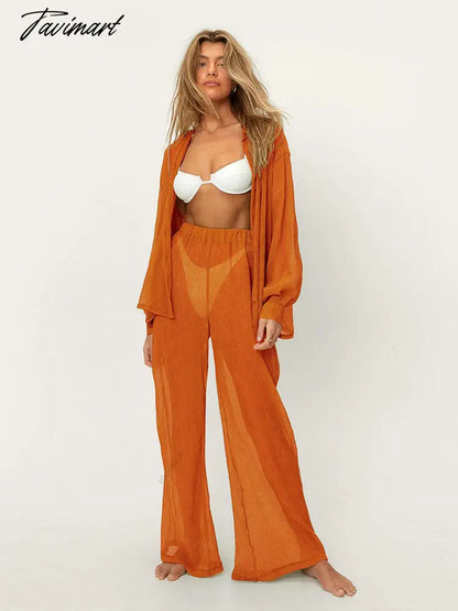 Sexy 2 pcs Solid Color Tops Pants Suit Casual Autumn Clothes Woman Long Sleeves Top Bottoms Full Length Pants Beach Wear A1780