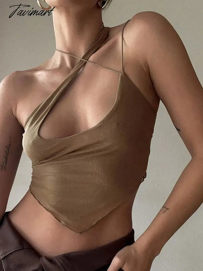 Sexy Coqutte Clothes Hollow Out Sleeveless Shirts Backless Party Clothes Woman Night Asymmetrical Top Halter Trashy Y2k Rave Top