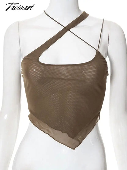 Sexy Coqutte Clothes Hollow Out Sleeveless Shirts Backless Party Clothes Woman Night Asymmetrical Top Halter Trashy Y2k Rave Top