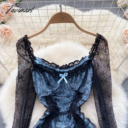 Sexy Hollow Out Floral Lace Mini Bodycon Dress for Women Elegant Square Collar Slim High Waist Drawstring Ruched Party Dresses