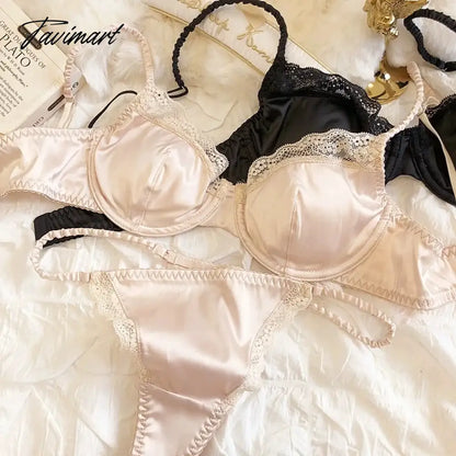 Sexy lace thin underwear set front buckle lengthening vest large bra gathered with steel ring lingerie