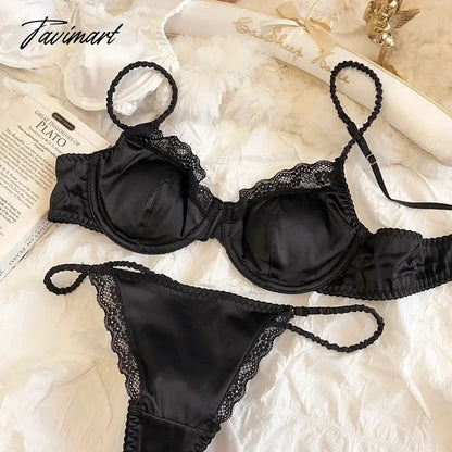 Sexy lace thin underwear set front buckle lengthening vest large bra gathered with steel ring lingerie