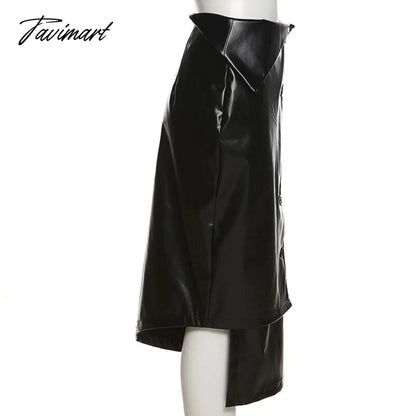 Sexy Leather PU High Waist Black Skirts Bodycon Women Autumn Winter Y2K Pencil Midi Skirt Party Clubwear