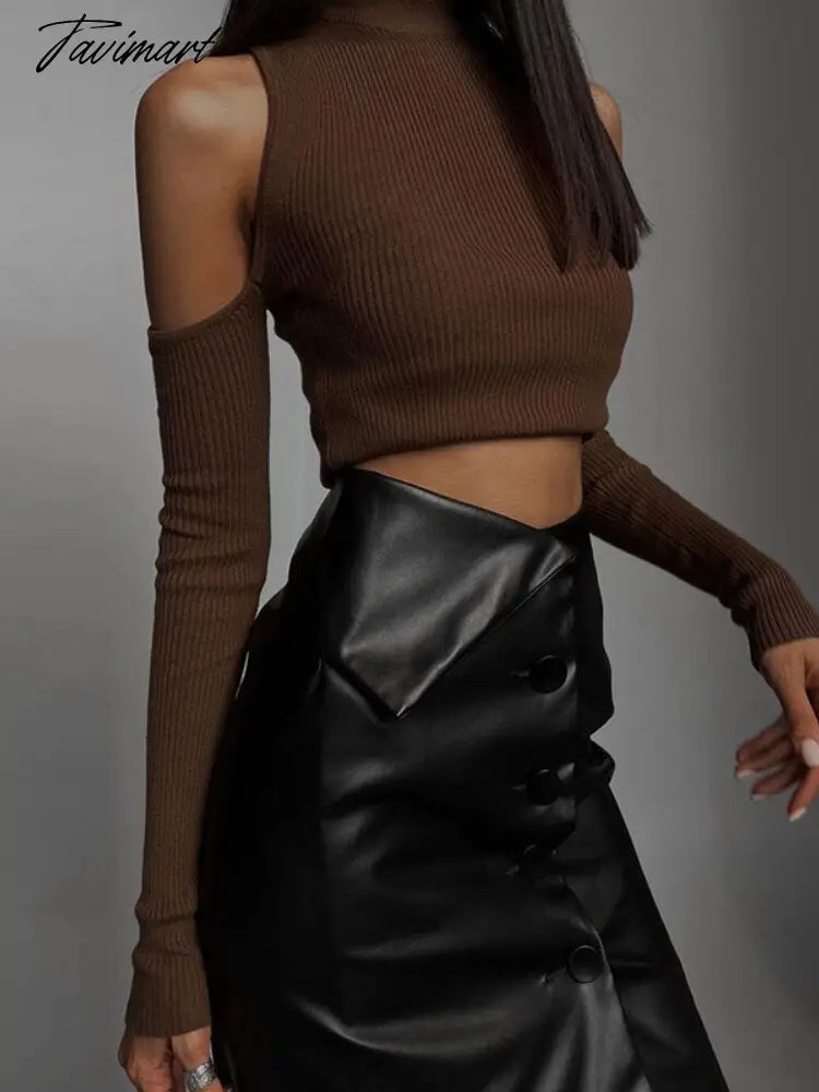 Sexy Leather PU High Waist Black Skirts Bodycon Women Autumn Winter Y2K Pencil Midi Skirt Party Clubwear
