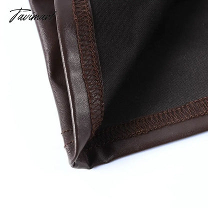 Sexy Sleeveless PU Leather Crop Top Women Elegant Backless Short Corset Tops Female Single-breasted Slim Tank Top