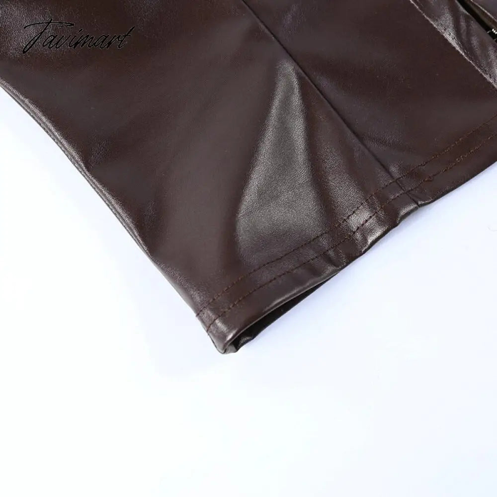 Sexy Sleeveless PU Leather Crop Top Women Elegant Backless Short Corset Tops Female Single-breasted Slim Tank Top
