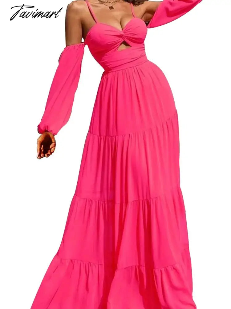 Sexy Solid Slash neck Long Dress Autumn Boho Women Dress Casual Elegant Camisole Holiday French Maxi Dress A2181