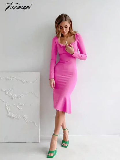 Sexy Solid Slim Fit Dress Spring Women Clothing Waist-Skimming Hip Wrap Dressse Long Sleeve Trumpet / Mermaid Dress A2185