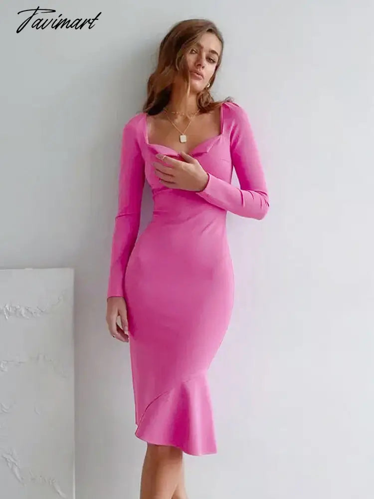 Sexy Solid Slim Fit Dress Spring Women Clothing Waist-Skimming Hip Wrap Dressse Long Sleeve Trumpet / Mermaid Dress A2185