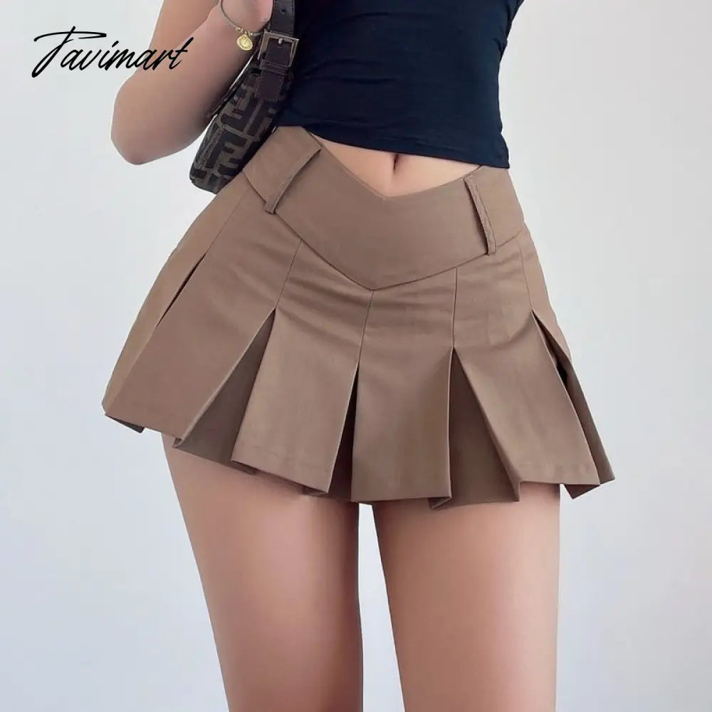Sexy V Waist Design Pleated Skirts Summer Cute Aesthetic Y2k Micro Skirts High Waist A-line Mini Skirt Streetwear Harajuku
