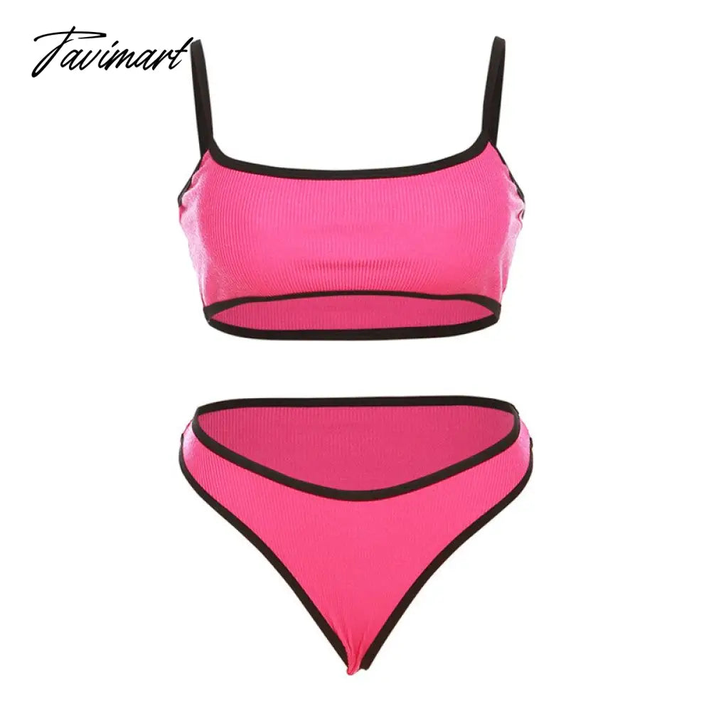 Sexy Woman Bikini Strapless Women's Two-piece Swimsuit Suspenders Fashion Color Contrast Bikini Woman Luxury Designer