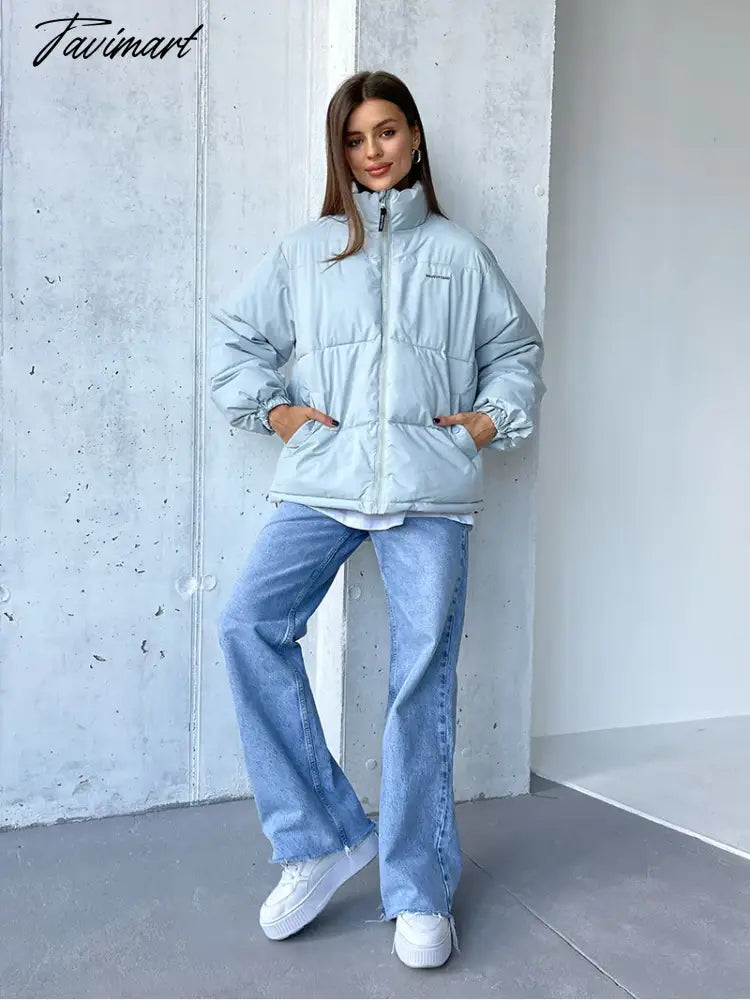Short Quilted Cotton Down Puffer Jacket Women Blue Green Parka Jacket Women Turtleneck Thick Warm Winter Jackets For Women