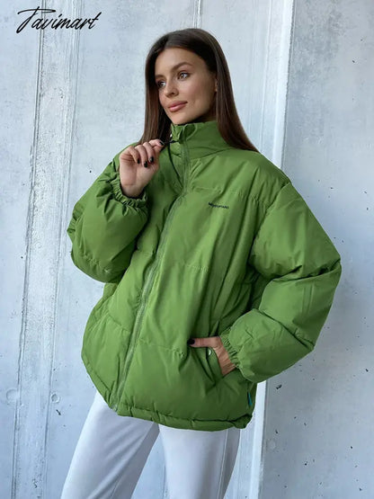 Short Quilted Cotton Down Puffer Jacket Women Blue Green Parka Jacket Women Turtleneck Thick Warm Winter Jackets For Women