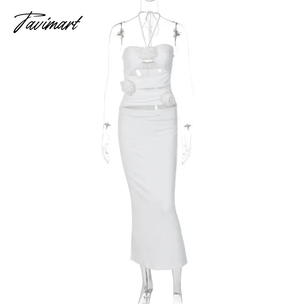 Shoulder Floral Bodycon Maxi Dress Elegant Backless Hollow Out Splicing Dresses Sexy Halter Gown Evening Vestidos