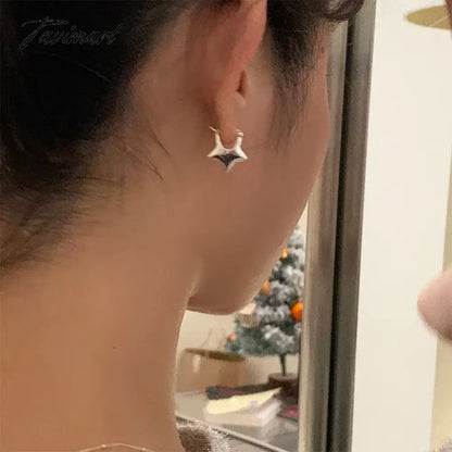 Silver Vintage Simpe Star Earrings For Women Trendy Earring Jewelry Prevent Allergy Party Accessories Gift