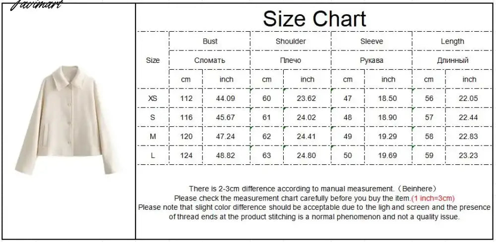 Solid Color Cropped Jacket Woman Spring Streetwear Turn Down Collar Single Breasted Long Sleeve Coat Fashion New Outerwear Tops