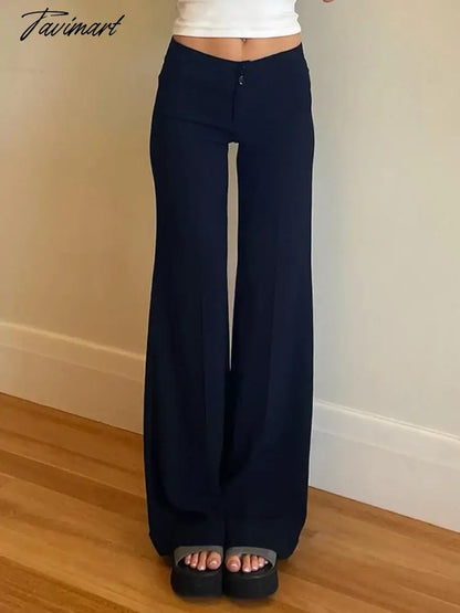 Solid Long Baggy Pants Low Waist Streetwear Women Button Trousers Casual Patchwork Pantalones De Mujer Autumn Roupas Femininas