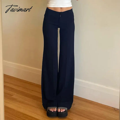 Solid Long Baggy Pants Low Waist Streetwear Women Button Trousers Casual Patchwork Pantalones De Mujer Autumn Roupas Femininas
