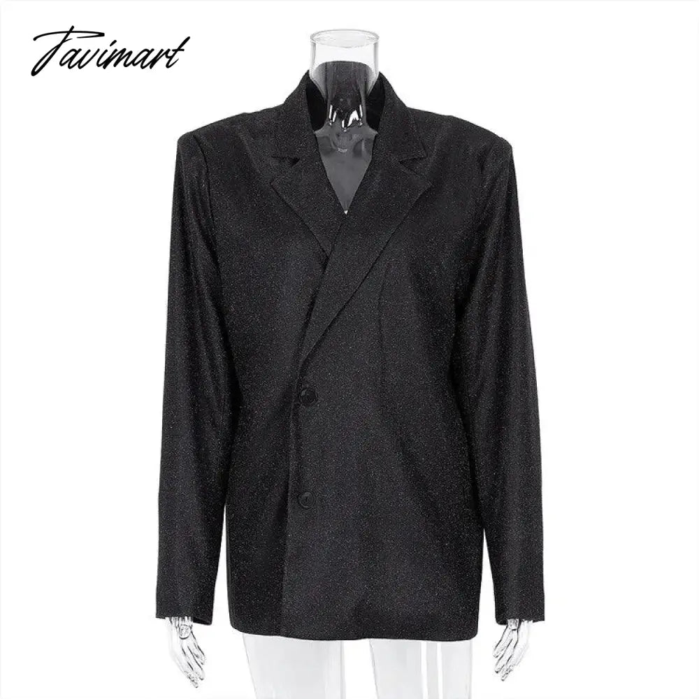 Sparkly Blazers For Women Oversized Loose Sliver Black Gliiter Casual Jackets Blazer Set Pink Coat Women Party Outfits